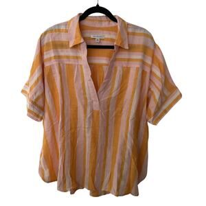 Free Assembly Striped Buttonless Shirt XXL Cotton Blend Summer Top